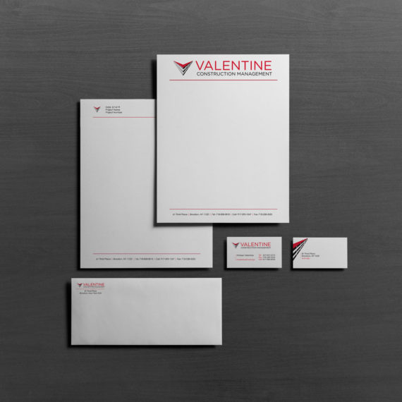 Valentine Construction Management business cards