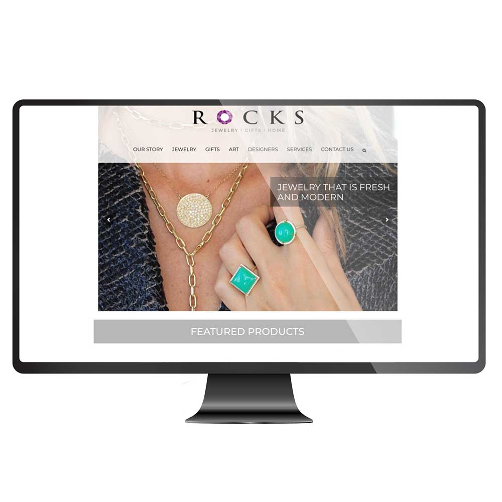 Rocks website viewed on a monitor