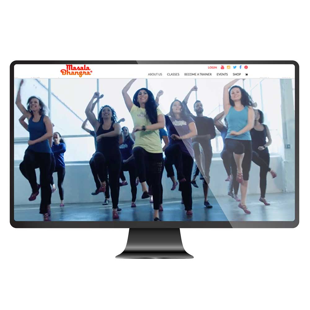 Masala Bhangra website displayed in a monitor