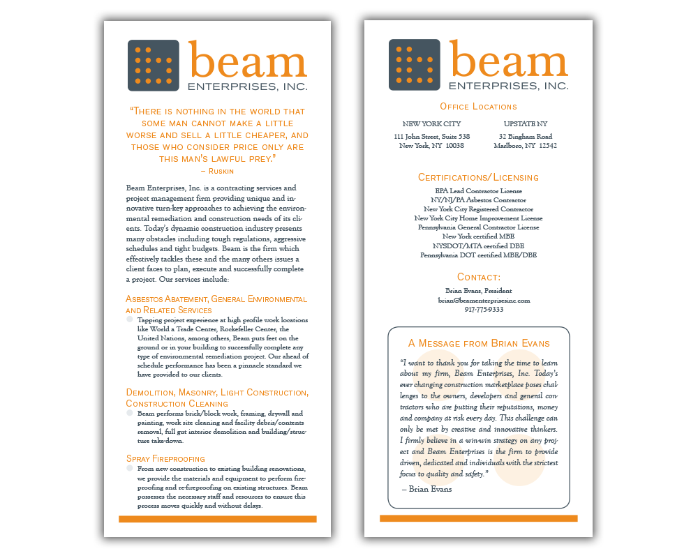Beam Enterprises leave-behind