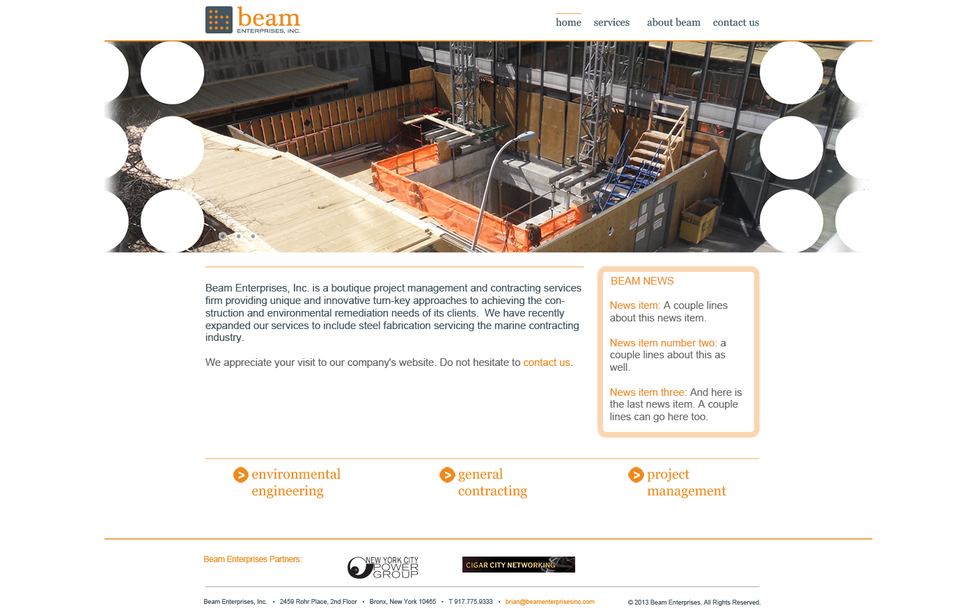 Beam Enterprises website homepage