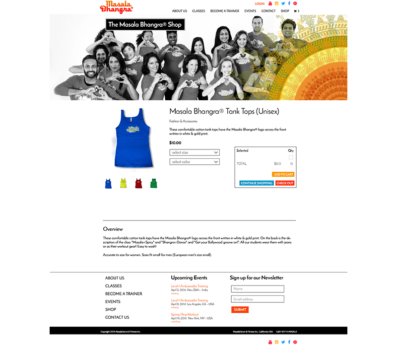 Masala Bhangra website product page