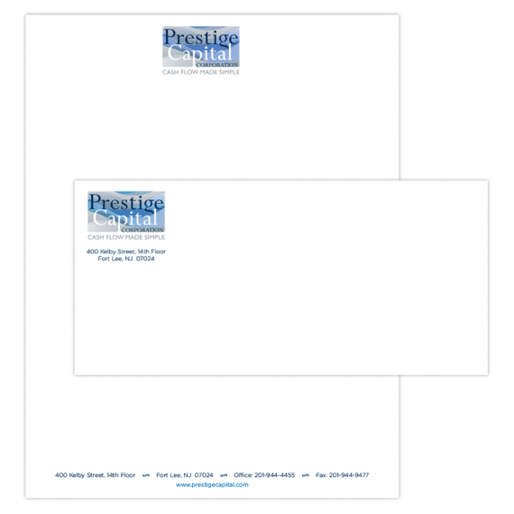 Prestige Capital Corporation letterhead and envelope