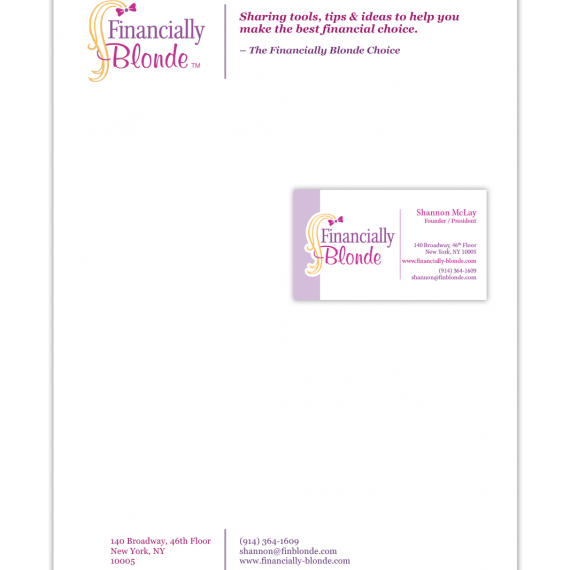 Financially Blonde MS letterhead and business card
