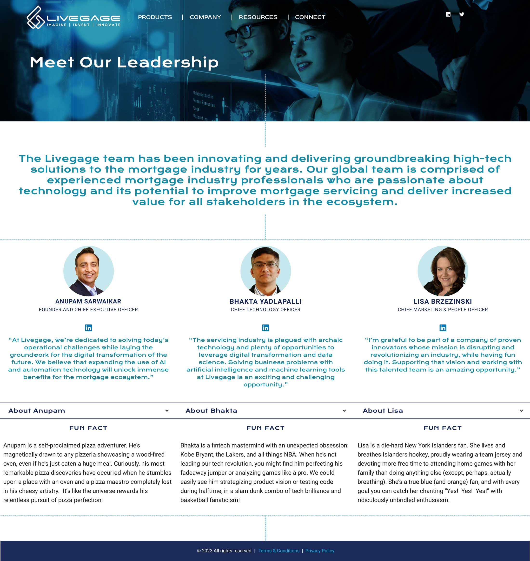 Livegage leadership page